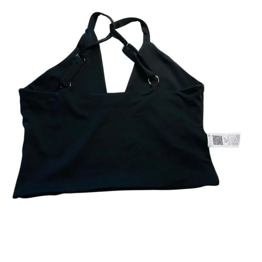 Shein Halter V-neck Crisscross Back Straps Black Cropped Top Large